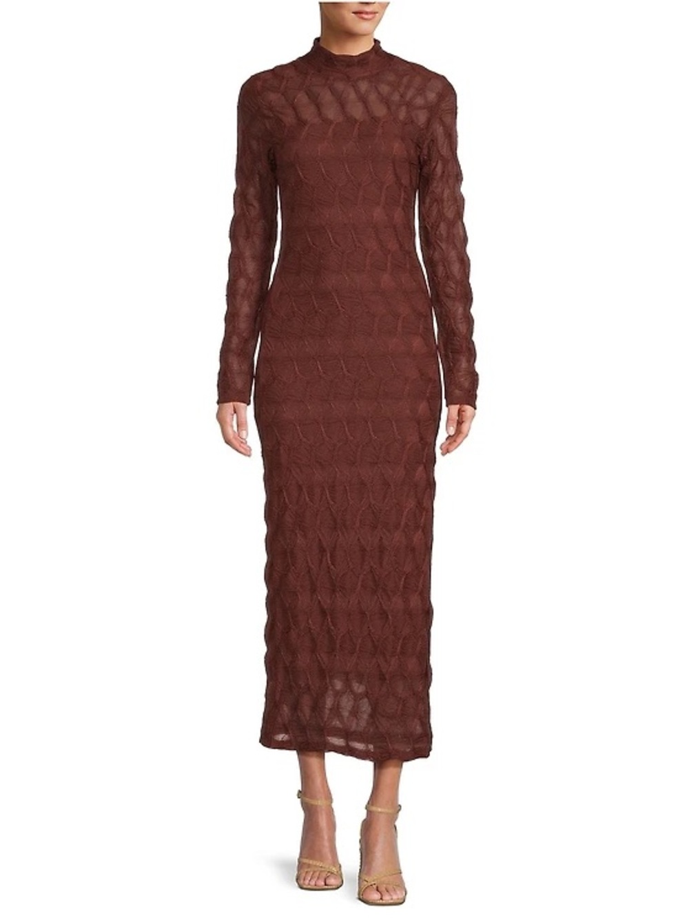 Antonio Melani Katelyn Long Sleeve Turtleneck Puckered Jacquard Maxi Dress